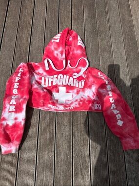 Lifeguard Tie-Dye Crop Hoodie - Red